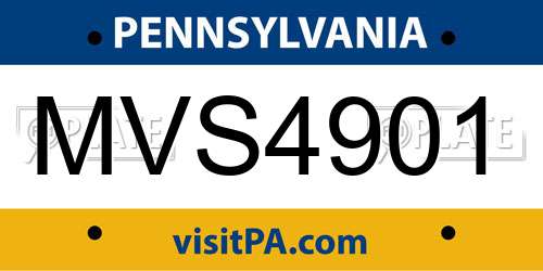 MVS4901 Pennsylvania License Plate
