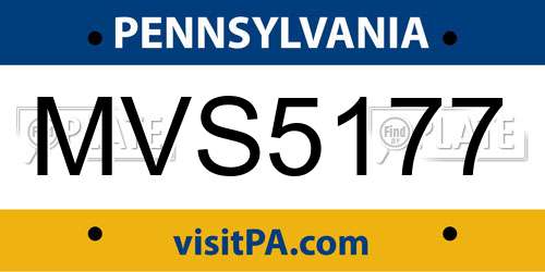 MVS5177 Pennsylvania License Plate