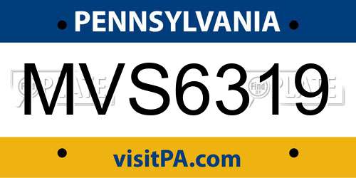 MVS6319 Pennsylvania License Plate