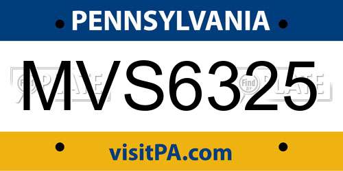 MVS6325 Pennsylvania License Plate
