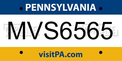 MVS6565 Pennsylvania License Plate
