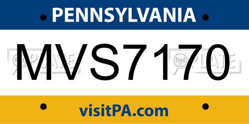 MVS7170 Pennsylvania License Plate