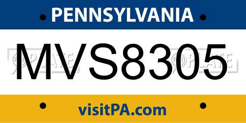 MVS8305 Pennsylvania License Plate
