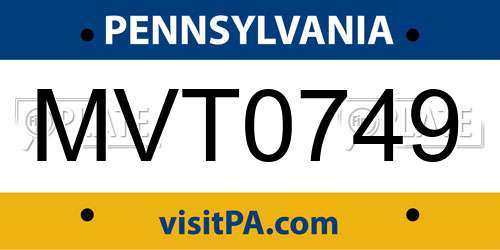 MVT0749 Pennsylvania License Plate