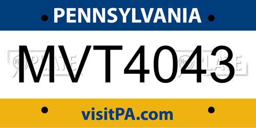 MVT4043 Pennsylvania License Plate