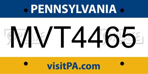 MVT4465 Pennsylvania License Plate
