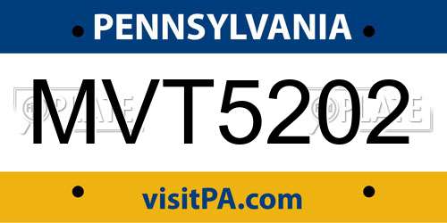 MVT5202 Pennsylvania License Plate