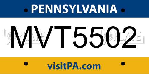 MVT5502 Pennsylvania License Plate