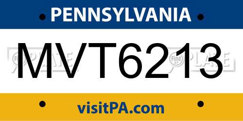 MVT6213 Pennsylvania License Plate