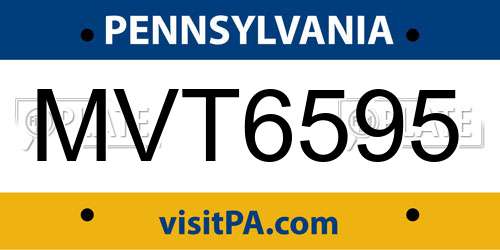 MVT6595 Pennsylvania License Plate