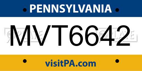 MVT6642 Pennsylvania License Plate