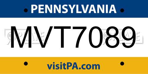 MVT7089 Pennsylvania License Plate