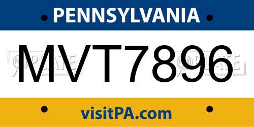MVT7896 Pennsylvania License Plate