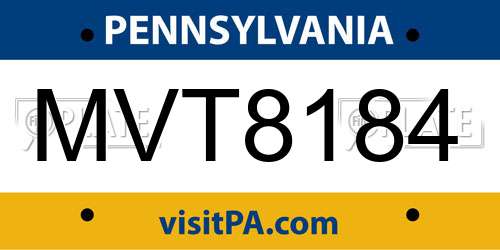 MVT8184 Pennsylvania License Plate