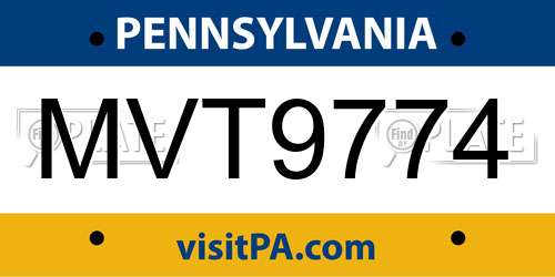 MVT9774 Pennsylvania License Plate