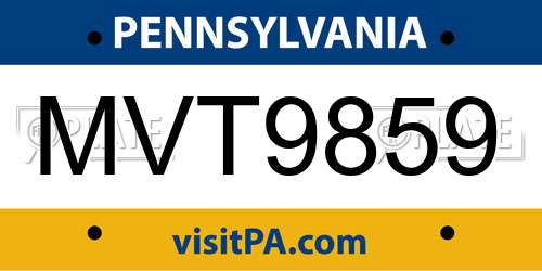 MVT9859 Pennsylvania License Plate