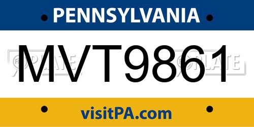 MVT9861 Pennsylvania License Plate