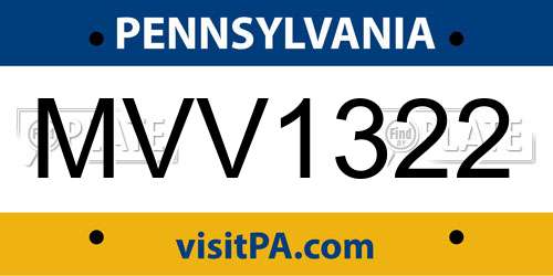 MVV1322 Pennsylvania License Plate
