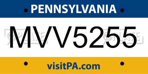 MVV5255 Pennsylvania License Plate
