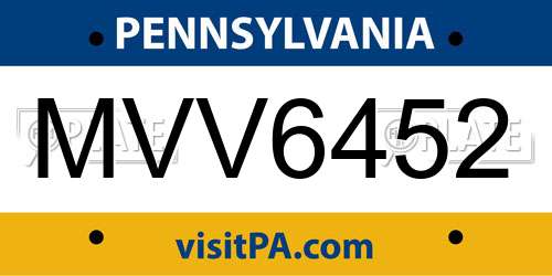 MVV6452 Pennsylvania License Plate