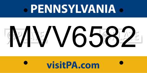 MVV6582 Pennsylvania License Plate