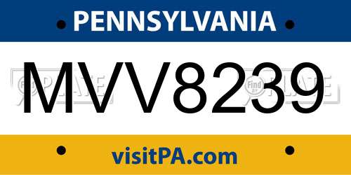 MVV8239 Pennsylvania License Plate