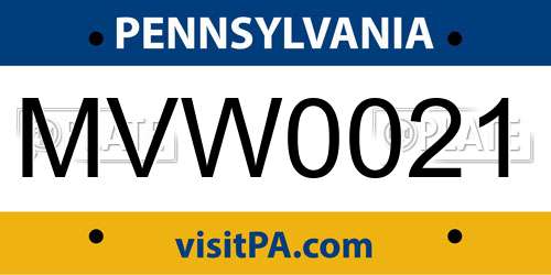 MVW0021 Pennsylvania License Plate