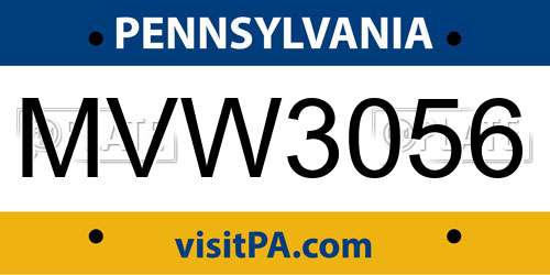 MVW3056 Pennsylvania License Plate