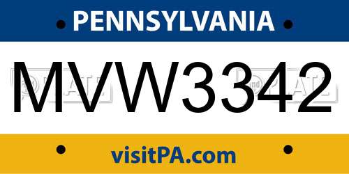 MVW3342 Pennsylvania License Plate