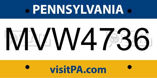 MVW4736 Pennsylvania License Plate