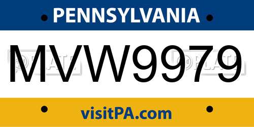 MVW9979 Pennsylvania License Plate
