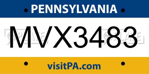 MVX3483 Pennsylvania License Plate