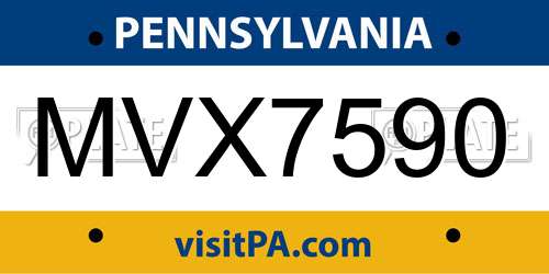 MVX7590 Pennsylvania License Plate
