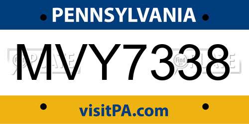 MVY7338 Pennsylvania License Plate