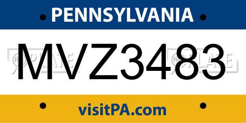 MVZ3483 Pennsylvania License Plate