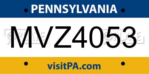 MVZ4053 Pennsylvania License Plate