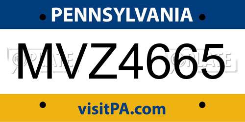 MVZ4665 Pennsylvania License Plate