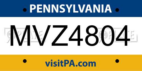 MVZ4804 Pennsylvania License Plate