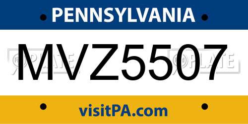 MVZ5507 Pennsylvania License Plate