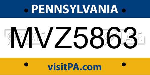 MVZ5863 Pennsylvania License Plate