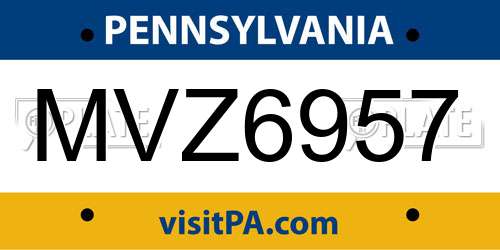 MVZ6957 Pennsylvania License Plate