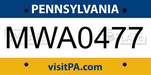 MWA0477 Pennsylvania License Plate
