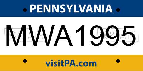 MWA1995 Pennsylvania License Plate