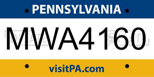 MWA4160 Pennsylvania License Plate