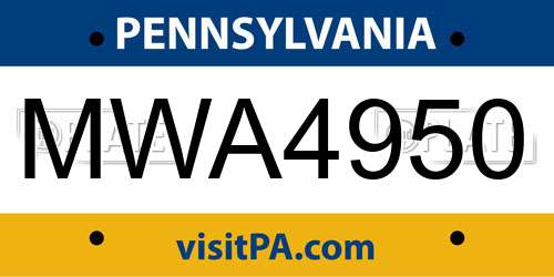 MWA4950 Pennsylvania License Plate