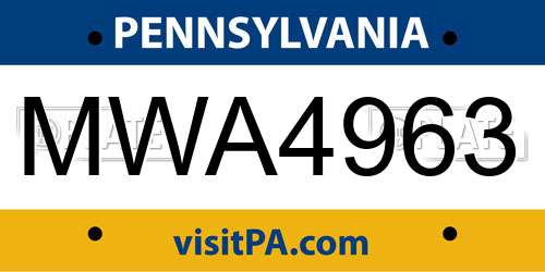MWA4963 Pennsylvania License Plate