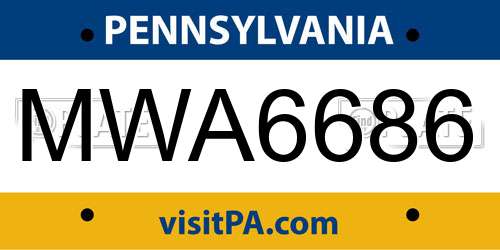 MWA6686 Pennsylvania License Plate