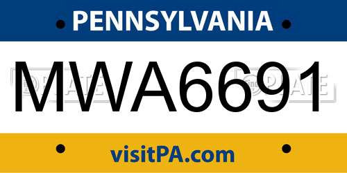 MWA6691 Pennsylvania License Plate