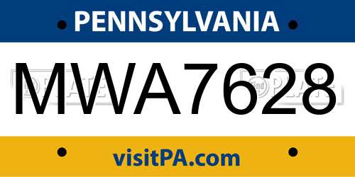 MWA7628 Pennsylvania License Plate