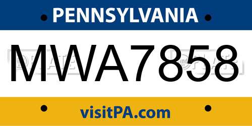 MWA7858 Pennsylvania License Plate